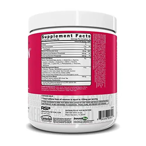 RSP NUTRITION AminoLean Pre Workout Energy (Fruit Punch 30 Servings) with TrueFit RSP NUTRITION Au supplements