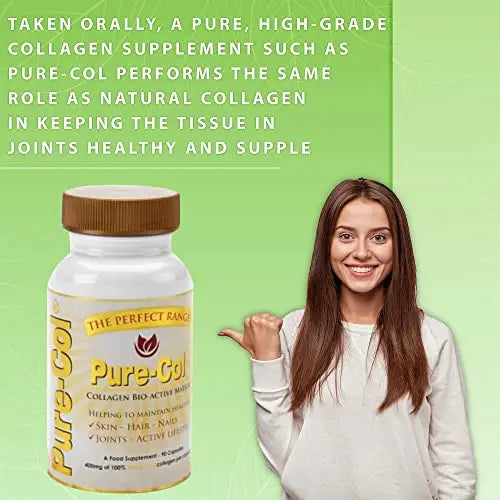 Pure-COL Collagen 90 Capsules 400mg Bio-Active Matrix High Strength Collagen Tablets The Perfect Range Au supplements
