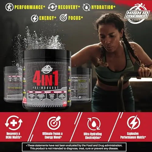 High IQ Nutrition 4 in 1 Lychee Flavored Pre Workout Powder 200mg Caffeine | Energy, Focus High IQ Nutrition Au supplements