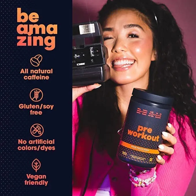 BEAM Pre-Workout Powder | Vegan Energy Booster Powdered Drink with All-Natural BEAM Au supplements