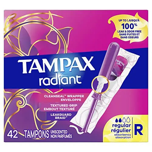 Tampax Radiant Tampons 42 R 2.7X 3/4/ 42ct, Pink and Blue Tampax Au supplements