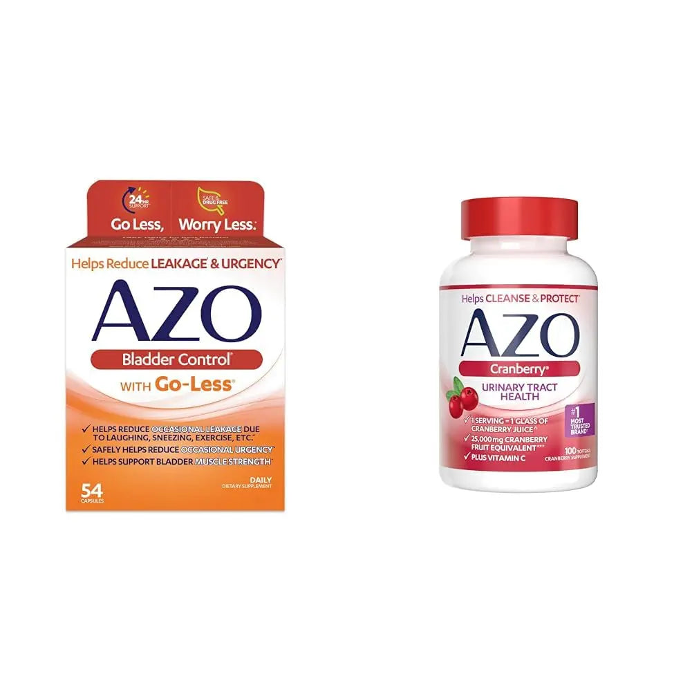 AZO Bladder Control with Go-Less Daily Supplement | Helps Reduce Occasional Urgency & Leakage | 54 Count Cranberry Urinary Tract Health | 100 Softgels AZO Au supplements