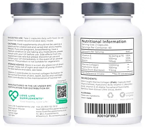 Wild-Caught Marine Collagen Complex Capsules with Hyaluronic Acid | 120 Capsules - 2 Month Supply LOVE LIFE SUPPLEMENTS Au supplements