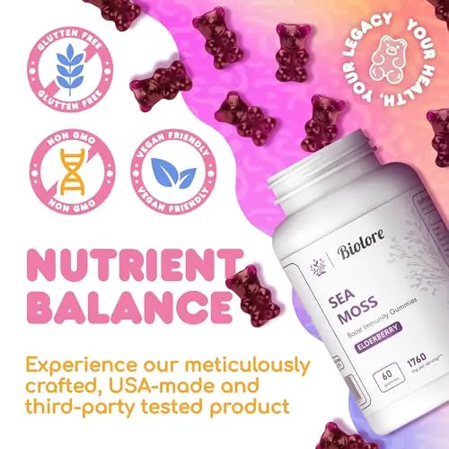 Biolore Sea Moss Gummies with Elderberry, Contains Irish Sea Moss, Organic Extract Biolore Au supplements