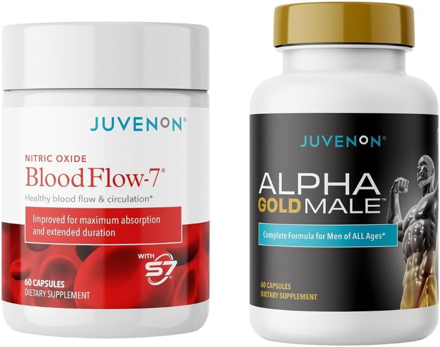 Juvenon Maximum Male BloodFlow-7 Nitric Oxide Supplement with Nitrosigine + Alpha Gold Male Juvenon Au supplements