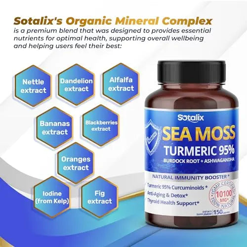 Sotalix Sea Moss Capsule 10100mg with Ashwagandha, Burdock Root, Bladderwrack SOTALIX SUPPLEMENT Au supplements