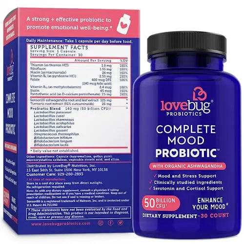 Lovebug Complete Mood Probiotic | 10 Clinically Studied Probiotic Strains & Patented lovebug PROBIOTICS Au supplements