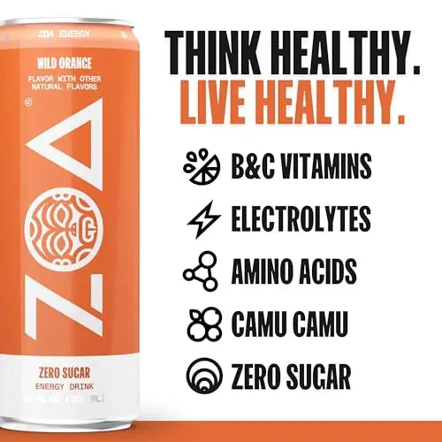ZOA Energy Drink & ZOA+ Pre-Workout Bundle, Orange Grapefruit and Wild Orange, 12 Fl Oz ZOA Au supplements