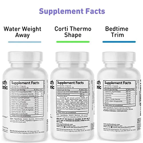 Youth & Tonic Shred Sculpt Lean 3 x Diet Pills w Water Weight Away & Cortithermo Shape Youth & Tonic Au supplements
