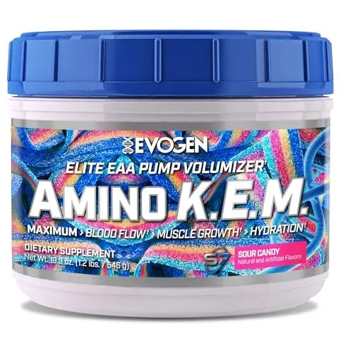 Evogen AminoKEM Sour Candy, Essential Amino Acid, BCAA, Nitric Oxide, Betaine, S7 Evogen Au supplements