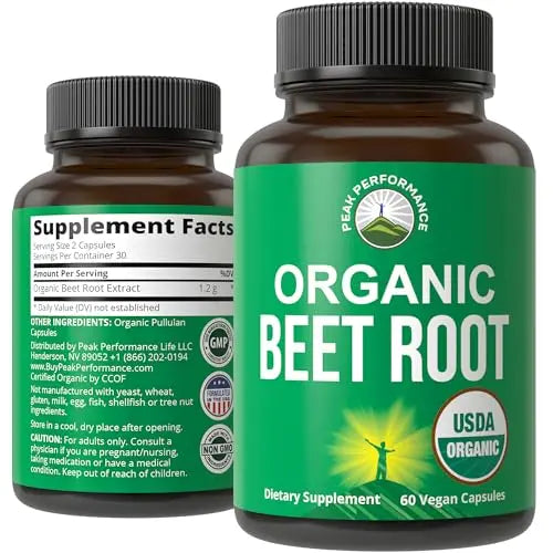 USDA Organic Beet Root Vegan Capsules. Beets Juice Powder Super Food Pills 1200 mg Peak Performance Au supplements