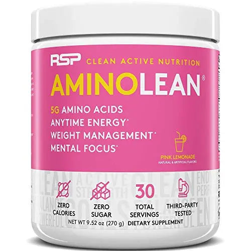 RSP NUTRITION AminoLean Pre Workout Energy (Pink Lemonade 30 Servings) with TrueFit RSP NUTRITION Au supplements