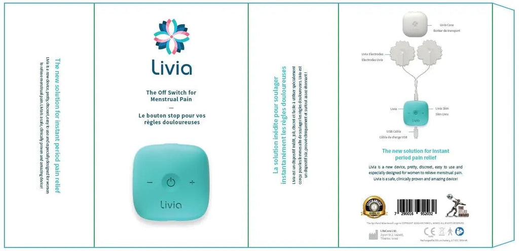Livia Menstrual Pain Relief Device, Blue-Green - The Off Switch for Period Pain - Portable Unit Livia Au supplements