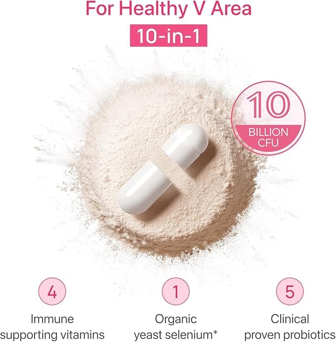 Gynable Vaginal Probiotics for Women Odor & Itch Support, Urinary | pH Balance, Female Probiotics 10 Billion CFU Lactobacillus Probiotics Blend,Selenium-Vitamin C/E/D3 Promote Immune Health,60 Count Vevoec Au supplements