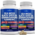 Silica Sea Moss 3000mg Black Seed Oil 2000mg Ashwagandha 1000mg Turmeric 1000mg NEW AGE Au supplements