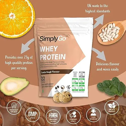 SimplyGo Whey Protein Powder | 900g | Simply Add 30g to Water, Juice or Shakes (Cookie Dough) Simply Supplements Au supplements