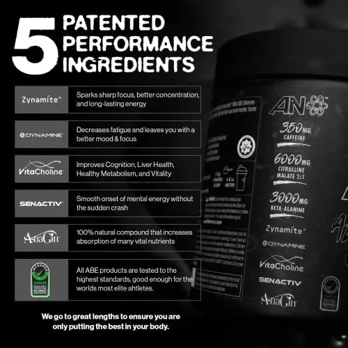 ABE Pre Workout Powder - All Black Everything Pre Workout Energy Drink with Citrulline ABE all black everything Au supplements