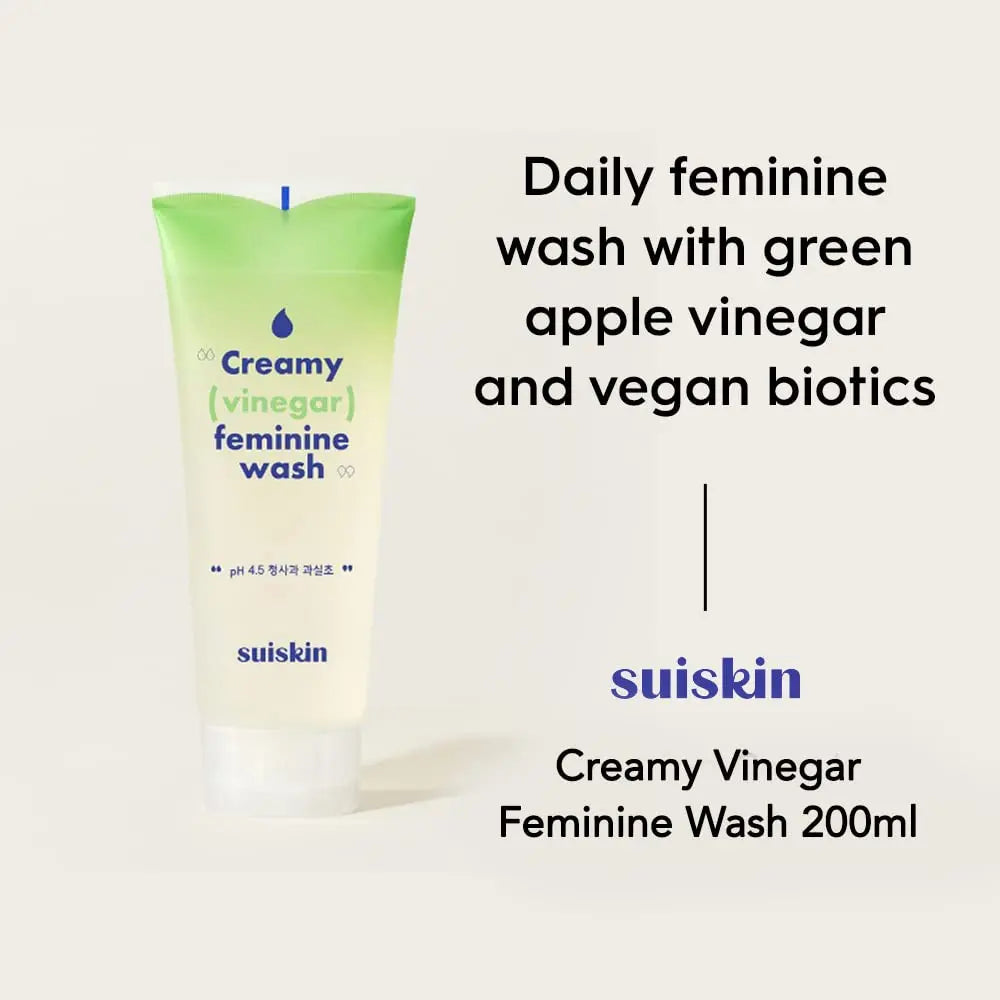 Suiskin Green Apple Vinegar Feminine Wash | Removes odor, pH balanced with Vegan Probiotics, Fragrance-free Suiskin Au supplements