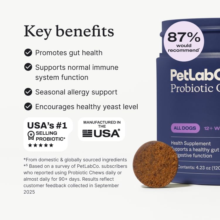 PetLab Co. Probiotics for Dogs, Support Gut Health, Occasional Diarrhea, Digestive Health & Seasonal Allergies - Salmon Flavor - Packaging May Vary - 30 Soft Chews PetLab Co. Au supplements