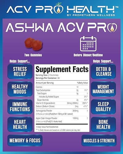 Ashwa ACV Pro Health - Sugar Free Apple Cider Vinegar Gummies, Ashwagandha Gummies Promethean Wellness Au supplements