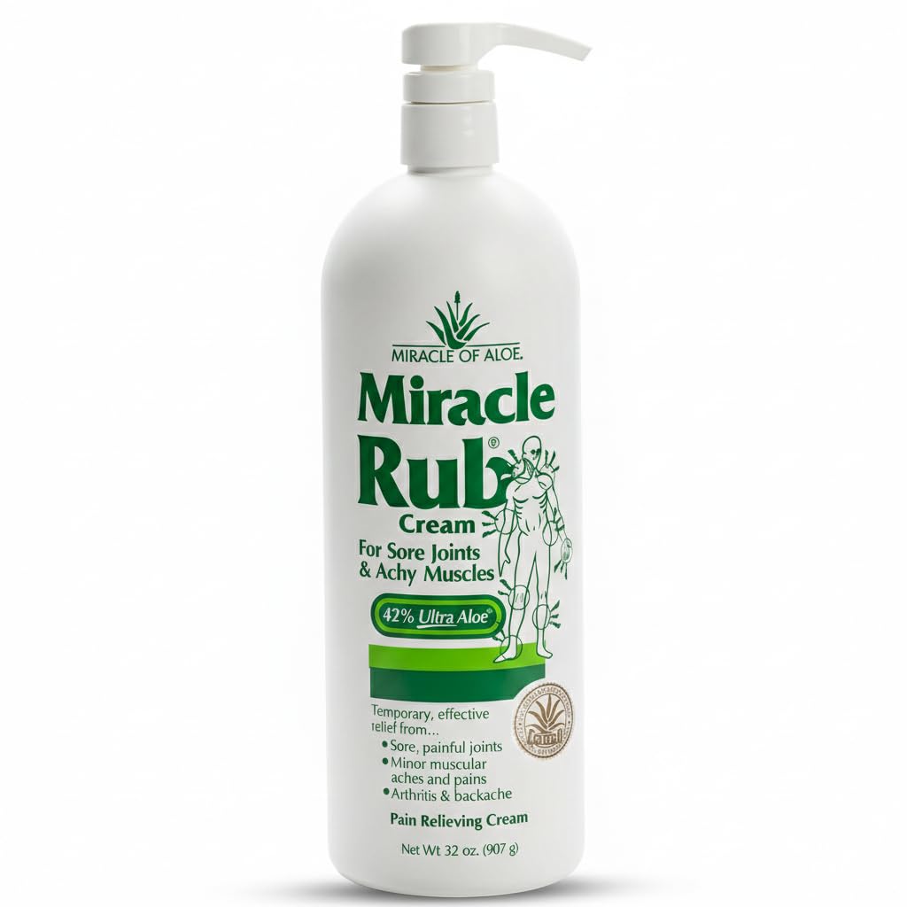 Miracle of Aloe Miracle Rub Pain Relieving Cream 32 oz, Fast & Effective Relief for Arthritis, Muscle, and Joint Pain - Maximum Strength UltraAloe Formula, Topical Analgesic Miracle of Aloe Au supplements
