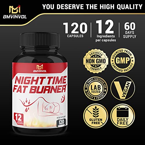 BMVINVOL Night Time Fat Burner 120Capsules, 12-in-1 Powerful Blend of Green Tea BMVINVOL Au supplements