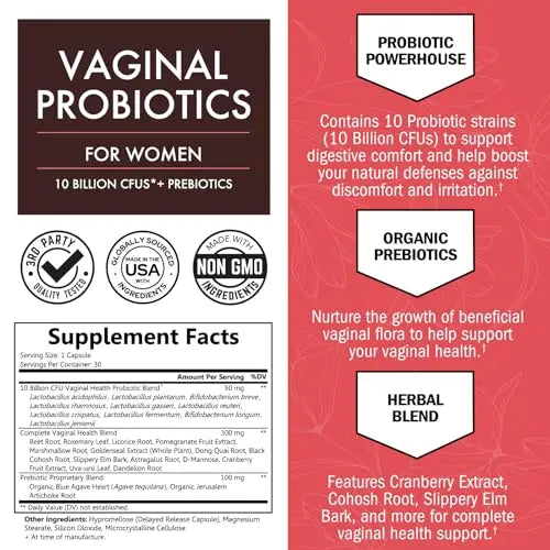 16in1 Vaginal Probiotics for Women (10 Powerful Strains + Organic Prebiotics) BioSchwartz Au supplements