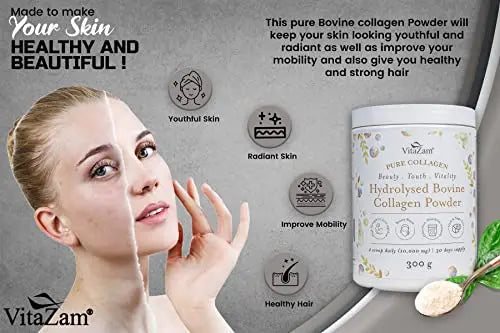 Vitazam Bovine Collagen Peptides - Hydrolyzed Type 1 & 3 Collagen Powder Protein Supplement for Healthy VitaZam Au supplements