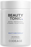 Codeage Biotin Supplement with Vitamin C, Vitamin E, Vitamin B6, Niacin, Folate, Organic Food Blend, Phytoceramides, Astaxanthin, Selenium - Beauty Tonic - Hair, Skin, and Nail Support - Vegan, 90 Ct Codeage Au supplements