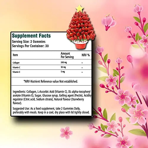 Ved Collagen Gummies; Chew Gummies Strawberry Flavour, Raw Unfiltered Collagen Gummies Ved Au supplements