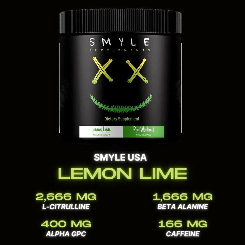 Smyle USA Pre-Workout Powder Lemon Lime - Pre Workout Energy with 400mg Alpha Smyle Supplements Au supplements