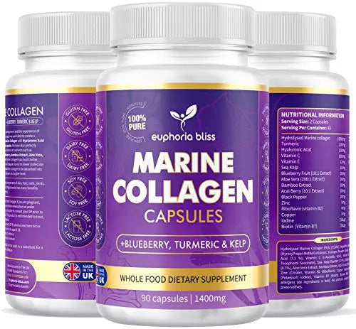 High Strength Marine Collagen Tablets - Skin, Hair, Nails & Joints - Fortified with Hyaluronic Acid Euphoria Bliss Au supplements