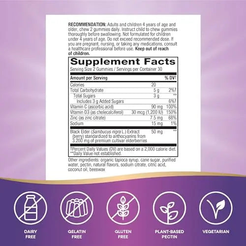 Nature's Way Sambucus Elderberry Immune Gummies, Daily Immune Support Nature's Way Au supplements