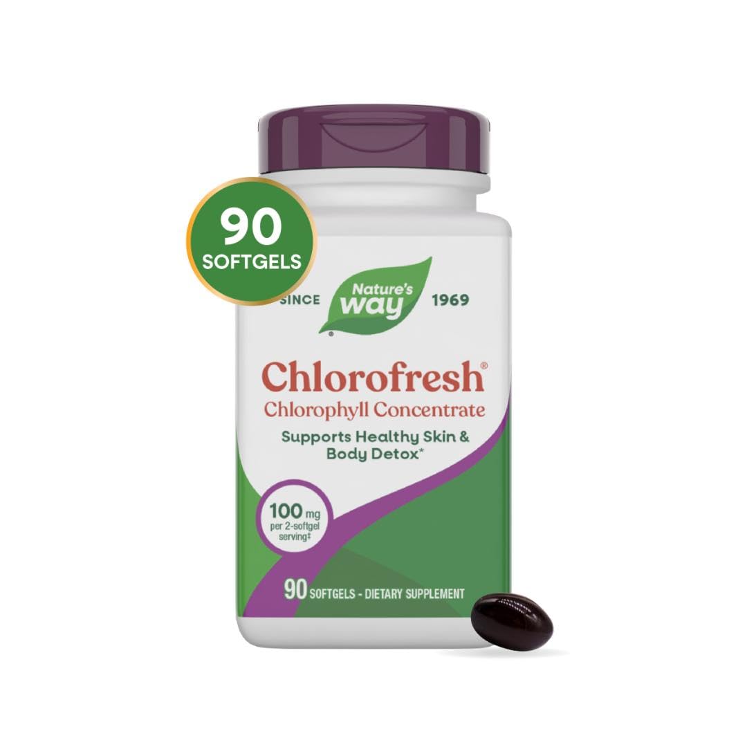 Nature’s Way Chlorofresh Chlorophyll Concentrate Softgels, Chlorophyllin Copper Complex, Internal Deodorant Supplement, Supports Healthy Skin and Detox Pathways
