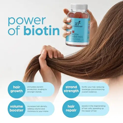 Artnaturals Biotin Gummies for Hair Growth - (100 Gummies - 10000mcg) - Natural Strawberry Artnaturals Au supplements
