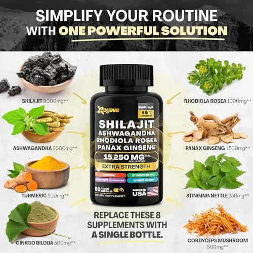 Zoyava Shilajit Pure Himalayan 9000MG,Energy Booster Ashwagandha 2000MG Zoyava Au supplements