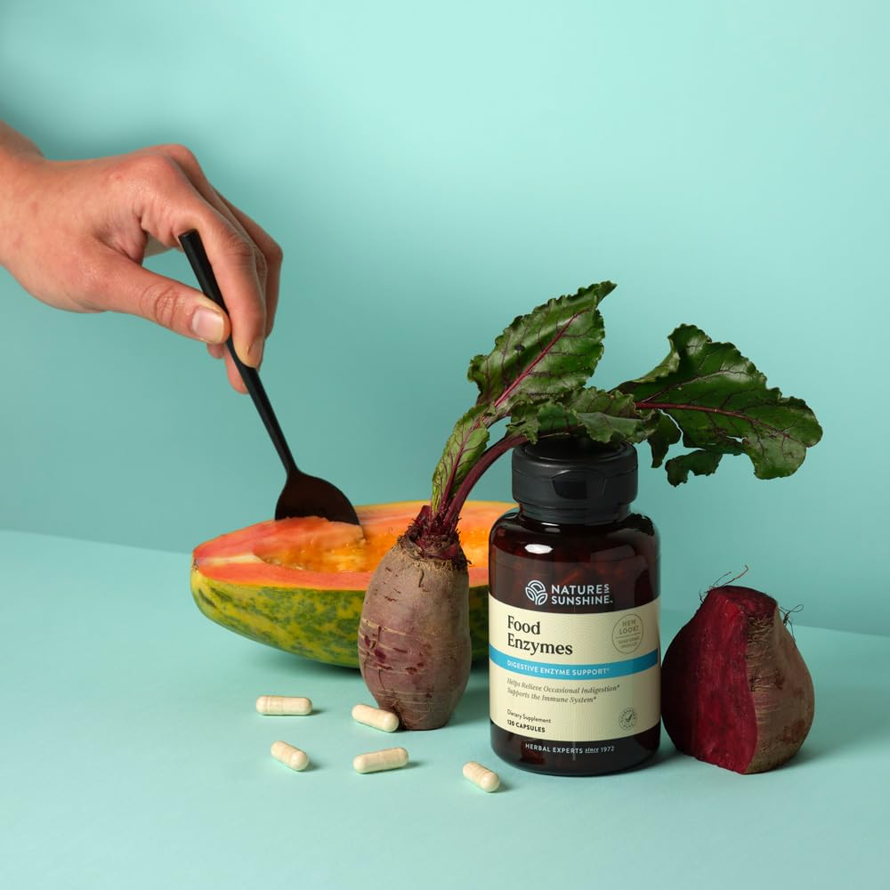 Nature's Sunshine Food Enzymes - Digestive Support with Prebiotics and Probiotics for Gut Health - Digestive Enzyme Supplement for Digestive Health