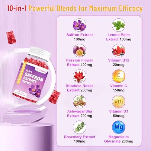 VZOXAINS 2 Pack Saffron Supplement Gummies, Sugar Free Saffron Extract with Magnesium VZOXAINS Au supplements