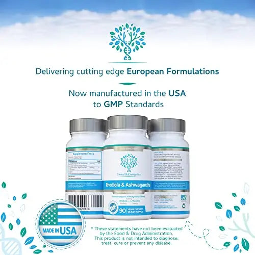 Rhodiola & Ashwagandha with L-Theanine - Award Winning Ashwagandha KSM-66 600mg swiss bioenergetics Au supplements