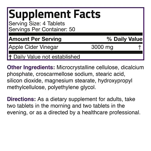 Bronson Apple Cider Vinegar 3000 MG per Serving Extra Strength - Non-GMO, 200 Vegetarian Bronson Au supplements
