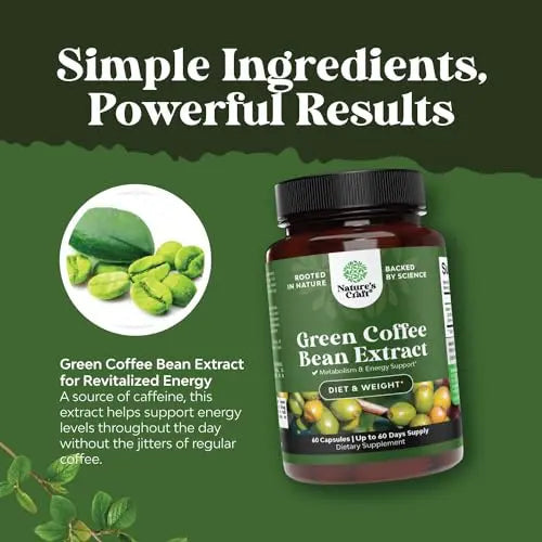 Pure Green Coffee Bean Extract - 800 mg Green Coffee Extract Caffeine Energy Pills Bio Sense Au supplements