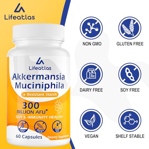 300 Billion AFU Akkermansia Muciniphila - Live Akkermansia Probiotics for Women & Men Lifeatlas Au supplements