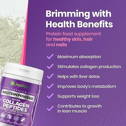 JeaKen - Unflavored Collagen Peptides Powder from Grass-Fed Bovine Sources - Sugar-Free Hydrolyzed Collagen JeaKen Au supplements