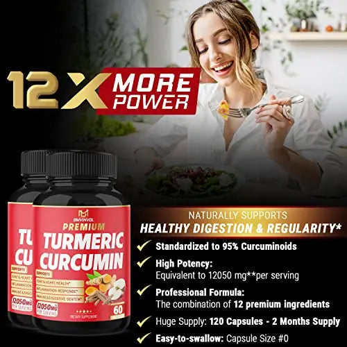 (2 Packs) Premium Turmeric Curcumin Supplement 12050mg with Ginger, Apple Cider Vinegar BMVINVOL Au supplements
