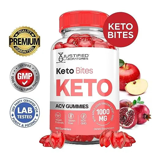 Justified Laboratories Keto Bites Keto ACV Gummies 1000MG Vegan Non GMO with Pomegranate Justified Laboratories Au supplements