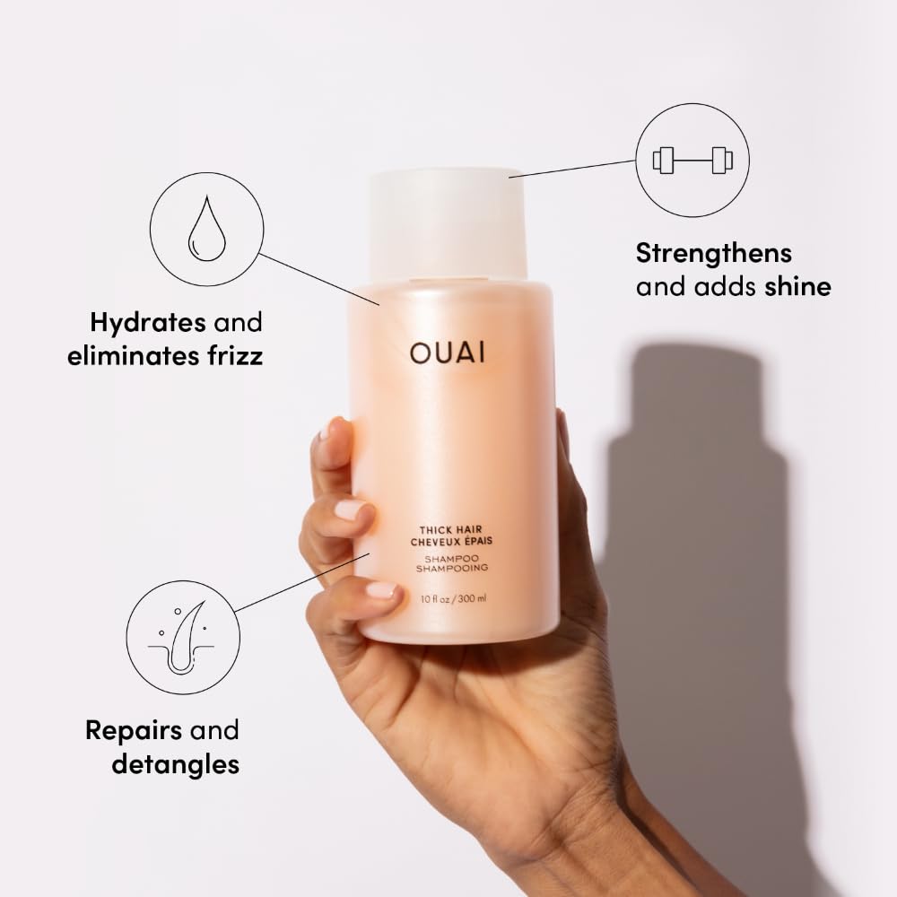 OUAI Thick Hair Shampoo & Conditioner Set, Travel Size - Moisturizing Shampoo & Conditioner - With Keratin, Marshmallow Root, Shea Butter & Avocado Oil - Sulfate, Paraben & Phthalate Free (3 Oz) OUAI Au supplements