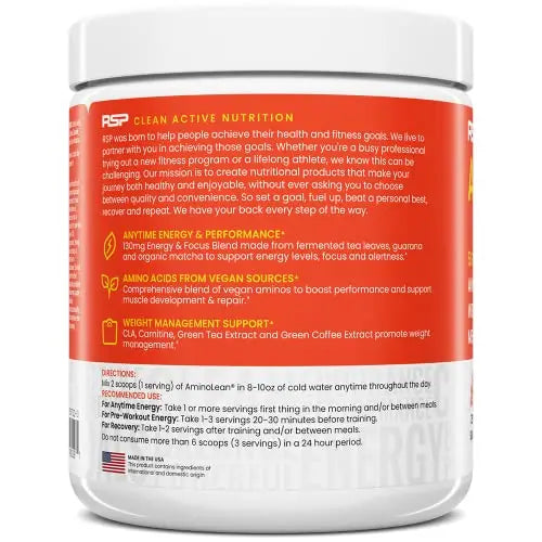 RSP Nutrition Mango Aminolean Amino Acid Supplement Powder, 8.29 OZ RSP NUTRITION Au supplements