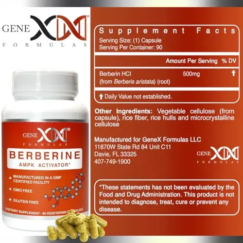 GENEX Berberine HCl 500mg (90 Capsules) | Powerful AMPK Activator, Supports Heart Genex Formulas Au supplements
