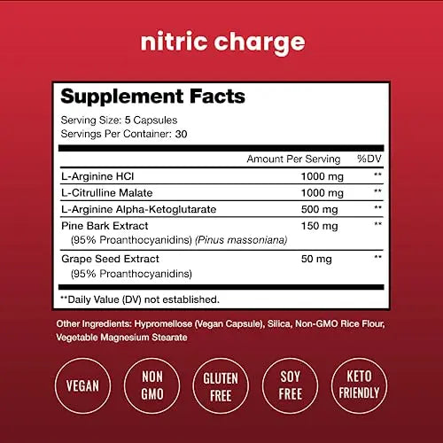 Nitric Oxide Supplement | L-Arginine, L Citrulline Malate, AAKG, Pine Bark, Grape Seed NutraChamps Au supplements