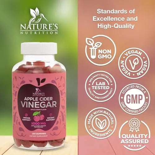 Vegan Apple Cider Vinegar Gummies | Max Strength 1000mg | Gelatin-Free, Vegan, Non-GMO Nature's Nutrition Au supplements